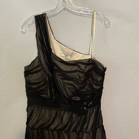 Max And Cleo Sandrine One Shoulder Black Sheer Overlay Chiffon Dress 12 - Picture 10 of 10